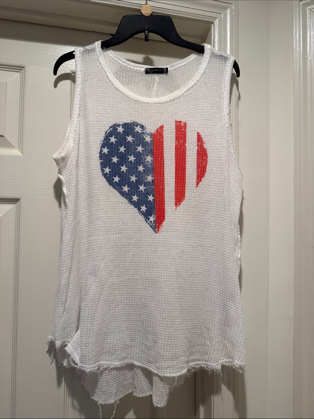 White Sleeveless USA Heart Graphic Tank Top